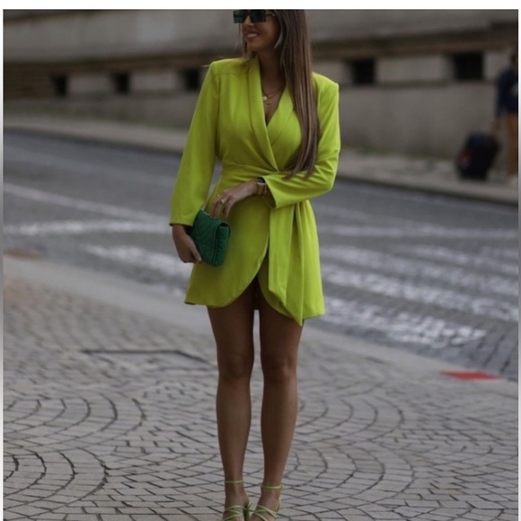 Zara lime green blazer dress - Picture 9 of 15